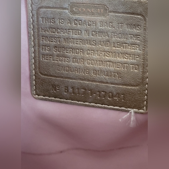 Coach Audrey Gold Metallic Leather Medium Size Tote Soft Pebble Leather Zip Clos - Picture 10 of 13